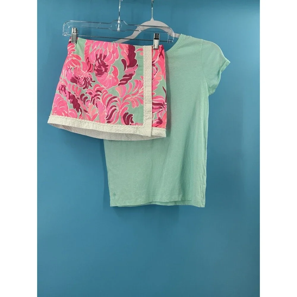 Lilly Pulitzer Girls Joana Skort Size 10 Love Birds & Mini Etta Tee 10/12 Set